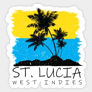 St Lucia National Colors with Palm Silhouette Sticker